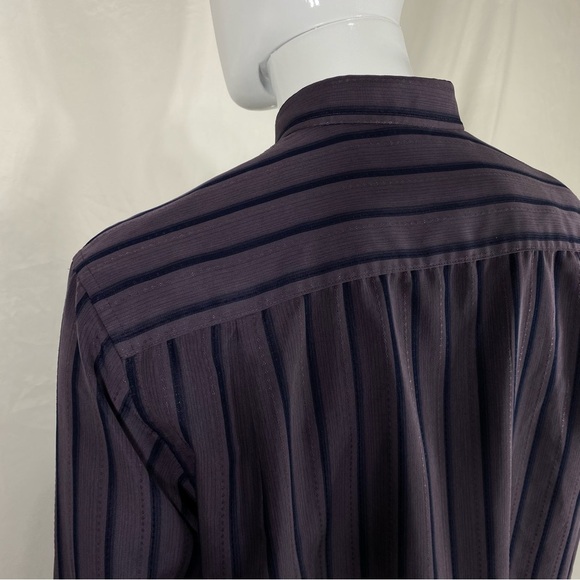 Cafe Luna Men’s Dark Purple Striped Dress Shirt - Picture 4 of 6